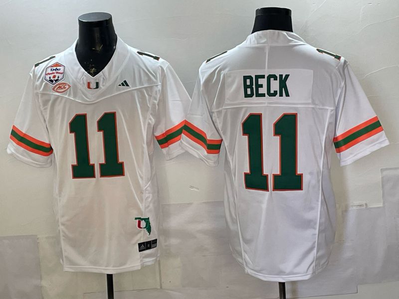 Men 2026 Miami Hurricanes #11 Beck White 3th generations Limited NCAA Jersey 0017